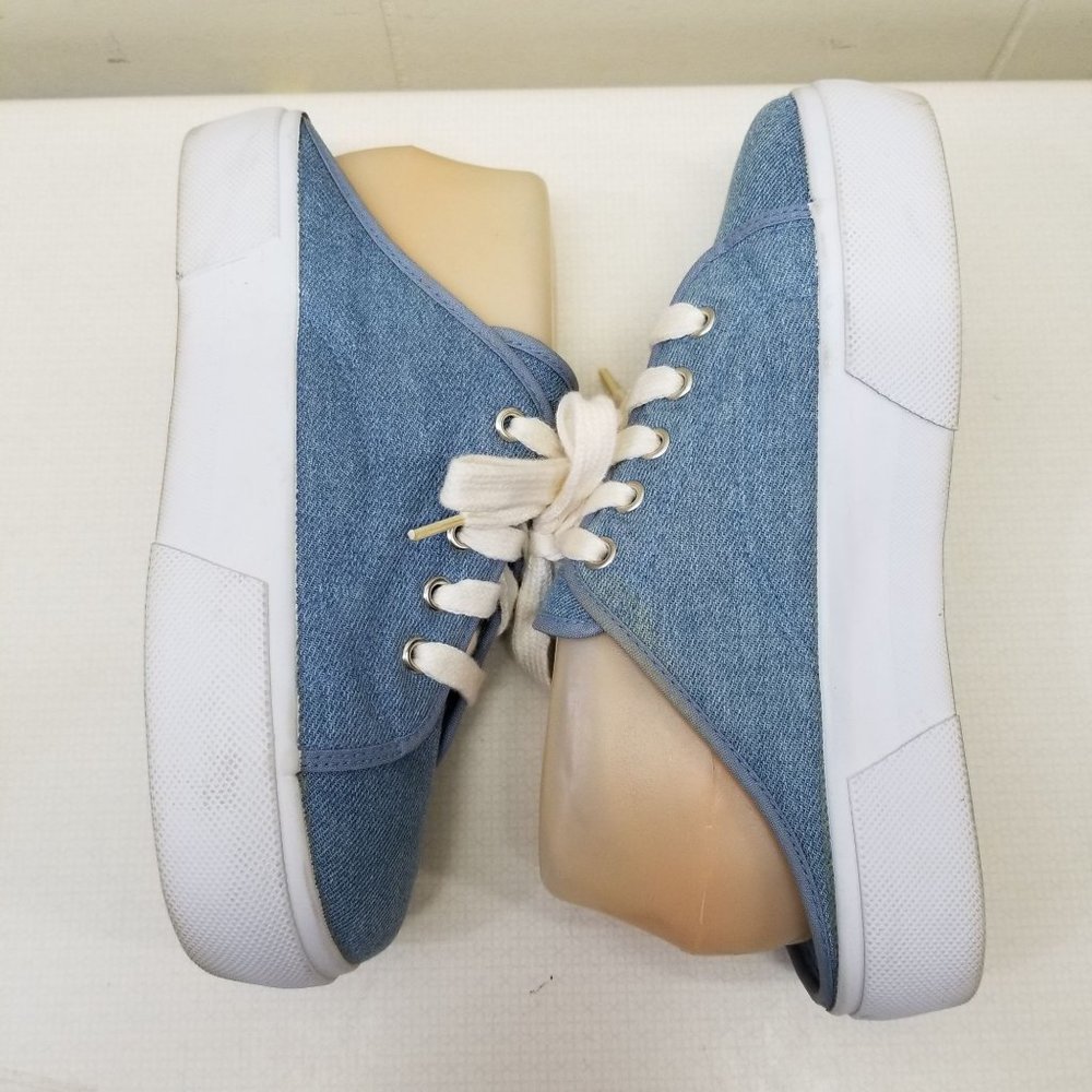 No Boundaries 7.5 Slip‎ On Blue Denim Loafers Chunky Platform 90s Y2K Lace Up